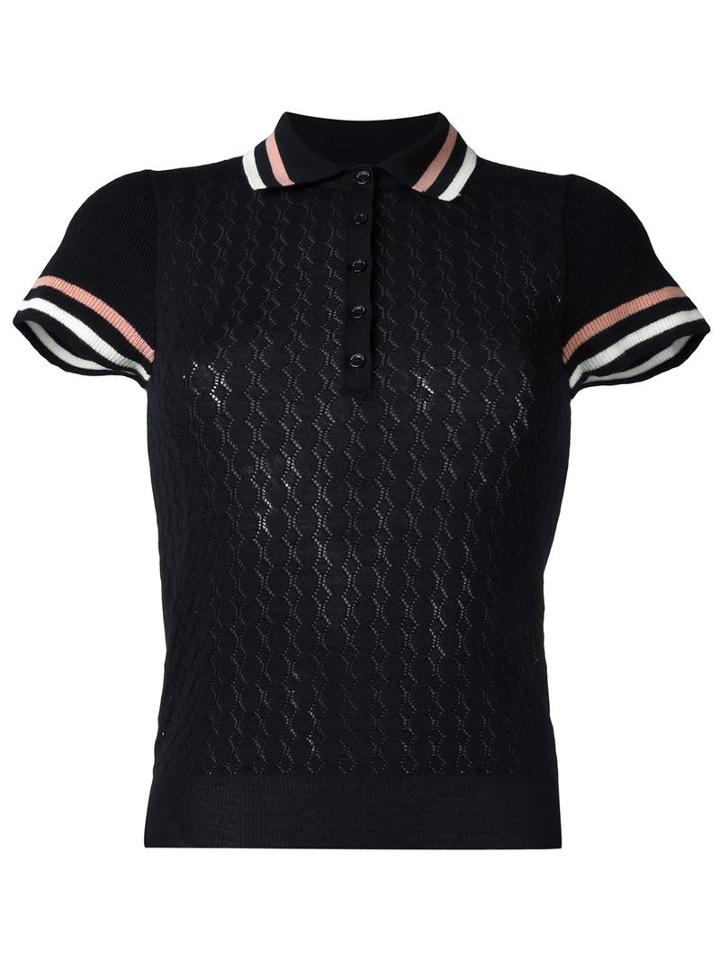 Red Valentino Shortsleeved Polo Shirt, Women's, Size: Xs, Black, Virgin Wool
