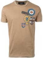 Dsquared2 Logo Patch Print T-shirt, Men's, Size: Medium, Brown, Cotton