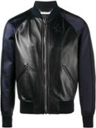 Givenchy Star Logo Leather And Silk Bomber Jacket - Black