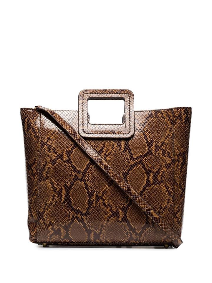 Staud Shirley Snake Print Tote Bag - Brown