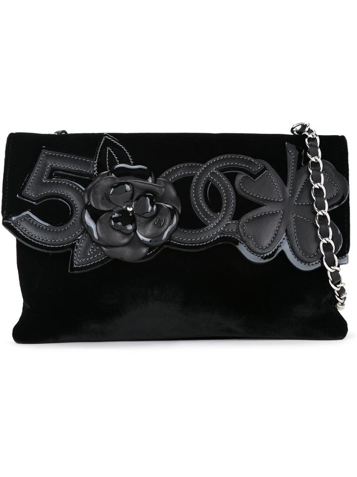 Chanel Vintage Number 5 Camellia Shoulder Bag - Black