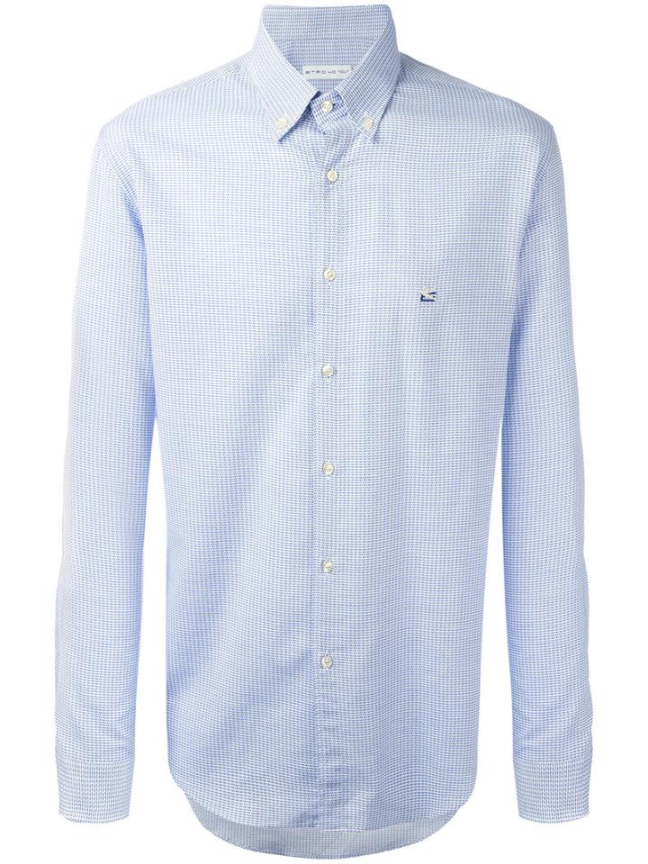 Etro - Micro Print Shirt - Men - Cotton - 38, Blue, Cotton