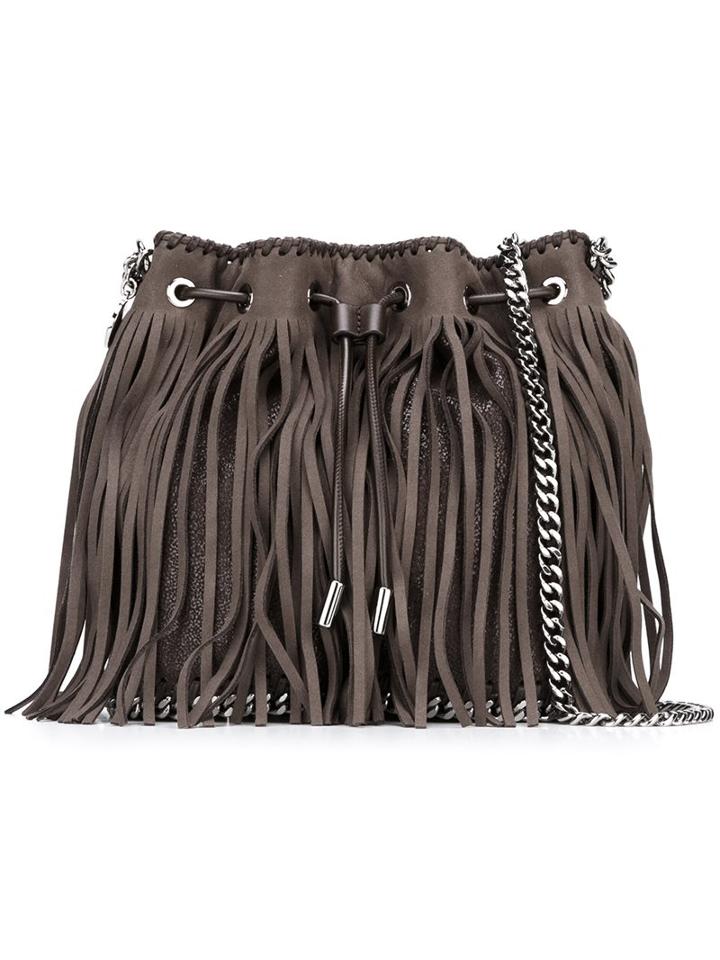 Stella Mccartney 'falabella' Fringed Bucket Tote, Women's, Brown