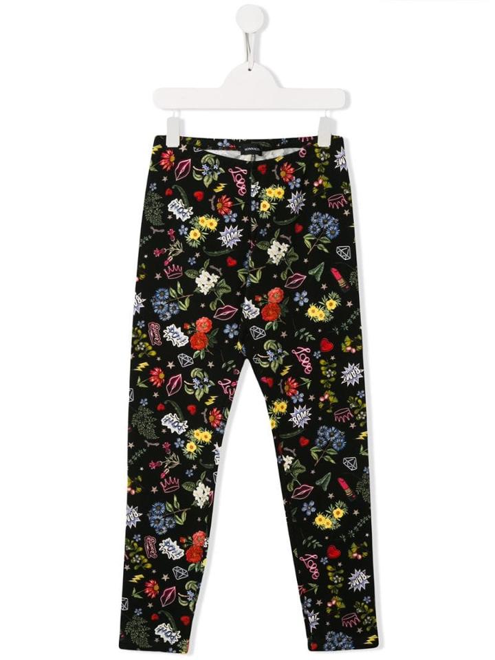 Monnalisa Teen Printed Cotton Leggings - Black