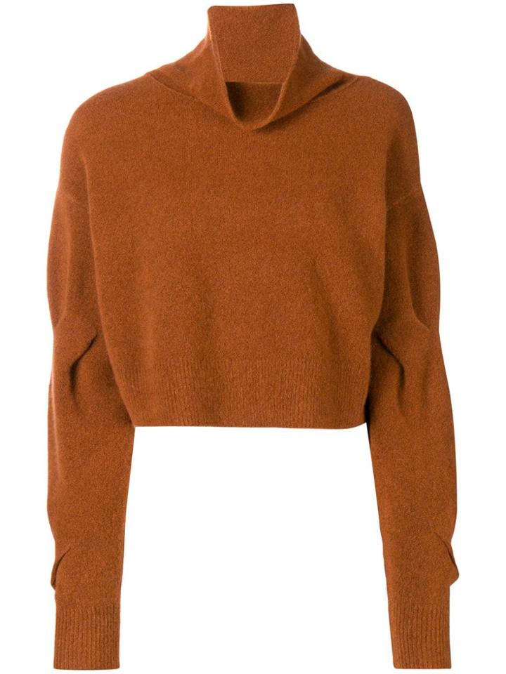 T By Alexander Wang Cropped Turtleneck Jumper - Brown