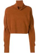 T By Alexander Wang Cropped Turtleneck Jumper - Brown