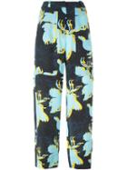 Cédric Charlier Floral Print Cropped Trousers, Women's, Size: 42, Blue, Silk