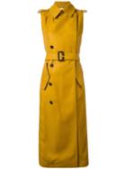 Victoria Beckham Sleeveless Trench Coat, Women's, Size: 12, Yellow/orange, Viscose
