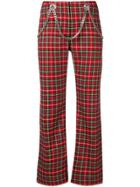 Miaou Plaid Cropped Trousers - Red
