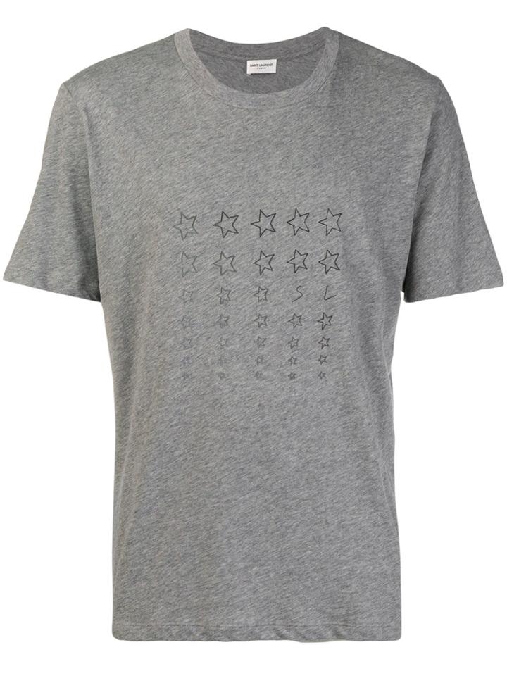 Saint Laurent Star Print T-shirt - Grey
