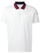 Moncler Striped Collar Polo Shirt, Men's, Size: Medium, White, Cotton