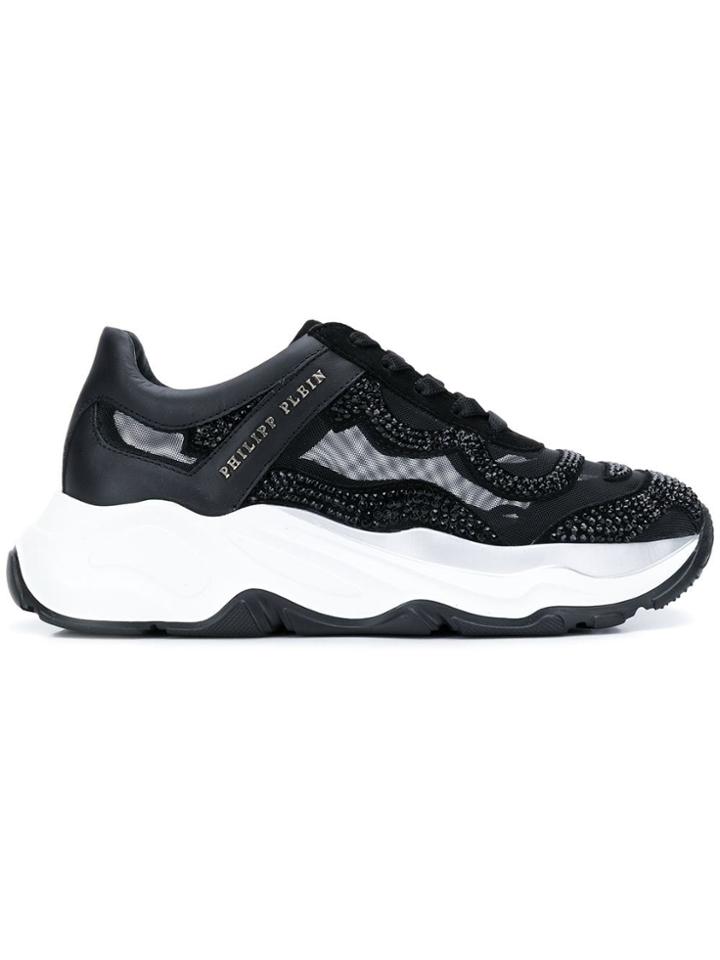 Philipp Plein Rhinestone Embellished Sneakers - Black