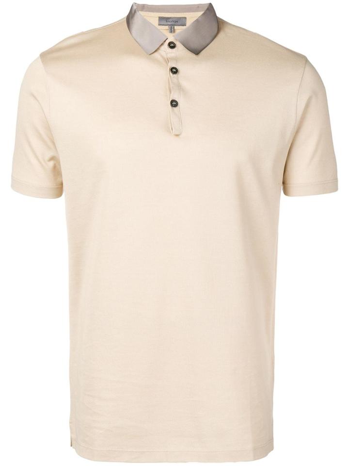 Lanvin Contrast Collar Polo Shirt - Neutrals