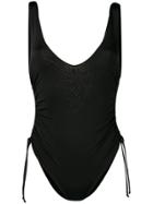 Fisico Ruched Side Swimsuit - Black