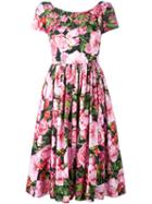Dolce & Gabbana - Rose Print Dress - Women - Cotton - 40, Pink/purple, Cotton