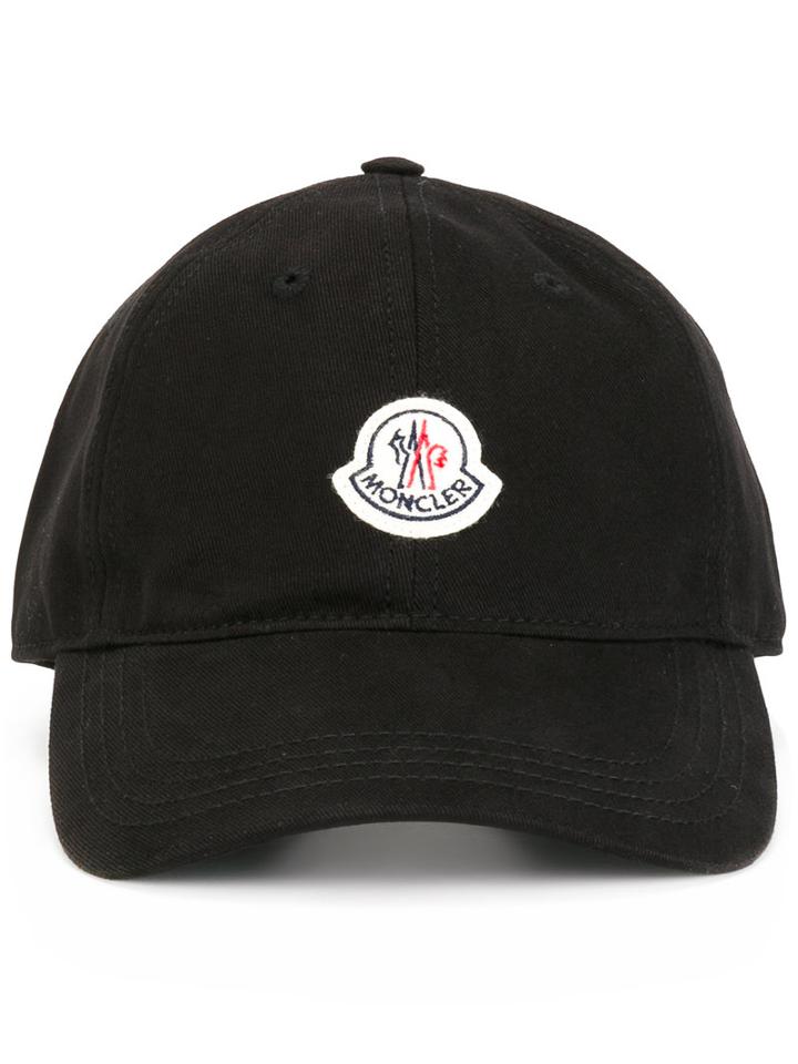 Moncler Logo Baseball Cap, Men's, Black, Cotton/polyester