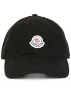 Moncler Logo Baseball Cap, Men's, Black, Cotton/polyester