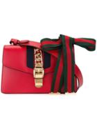 Gucci Striped Bow Shoulder Bag, Women's, Red, Leather