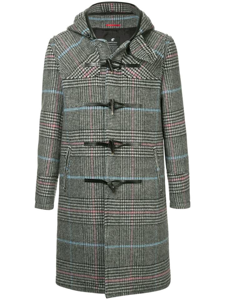 Loveless Check Print Duffle Coat - Grey