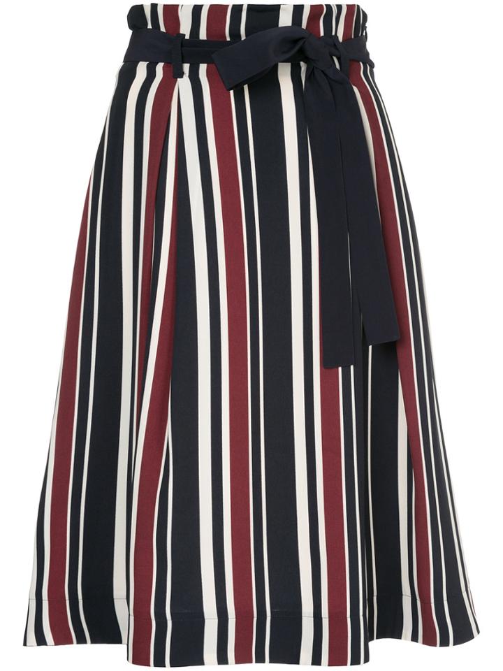 Loveless Striped Belted Skirt - Blue