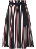 Loveless Striped Belted Skirt - Blue