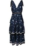 Self-portrait Pleated Floral Dress - Blue