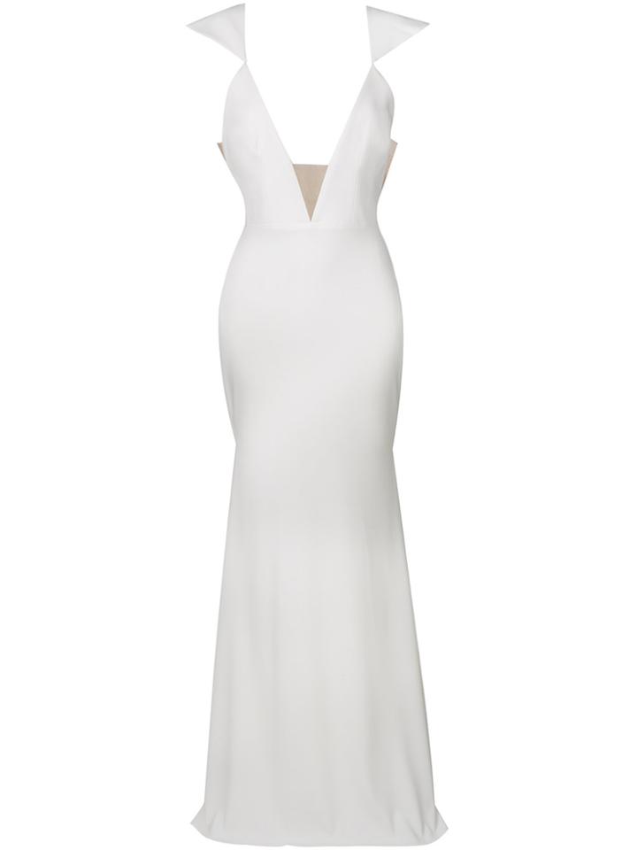 Alex Perry Deep V-neck Gown - White