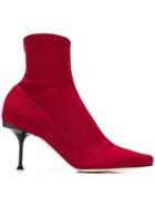 Sergio Rossi Hill Stretch Ankle Boots - Red