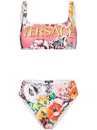 Versace Logo Floral Print Bikini - A7000 Multi Color