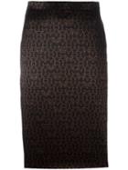 Givenchy Logo Print Pencil Skirt, Women's, Size: 38, Black, Silk/acetate