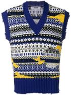 Msgm Fair Isle Sleeveless Sweater - Blue