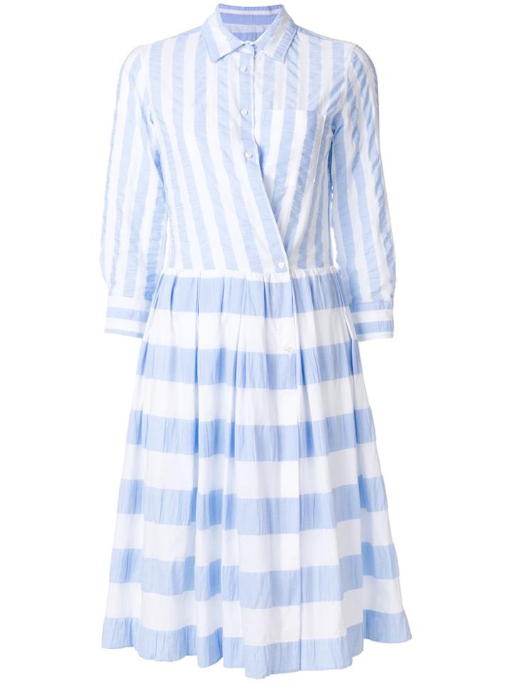 Sara Roka Striped Shirt Dress - Blue