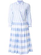 Sara Roka Striped Shirt Dress - Blue
