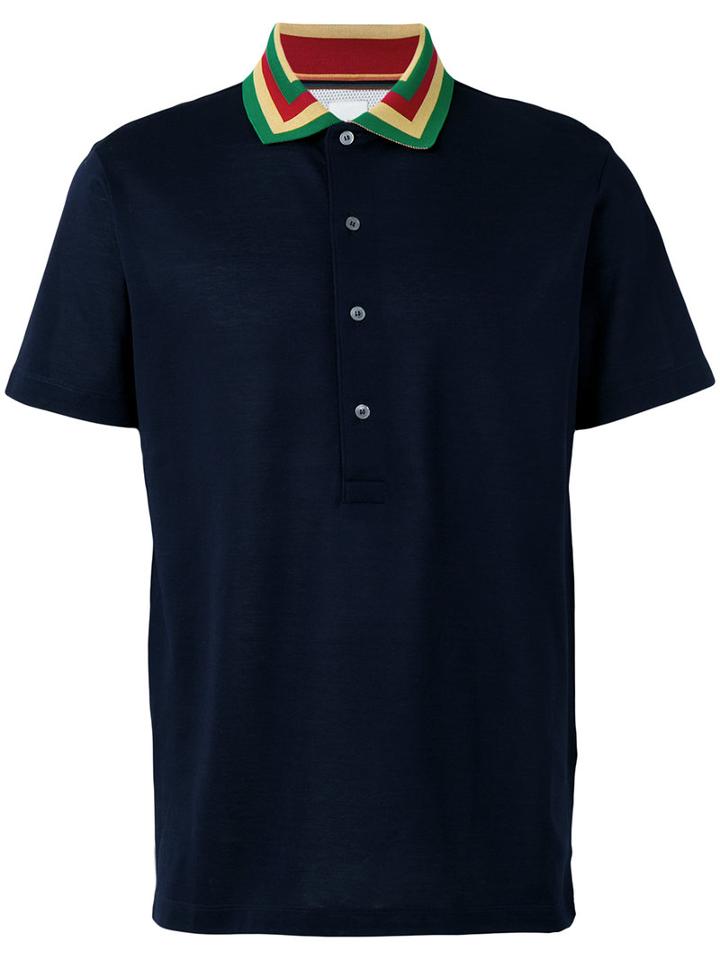 Paul Smith Striped Collar Polo Shirt, Men's, Size: Large, Blue, Cotton