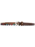 Orciani Embellished Skinny Belt, Women's, Size: 80, Brown, Leather
