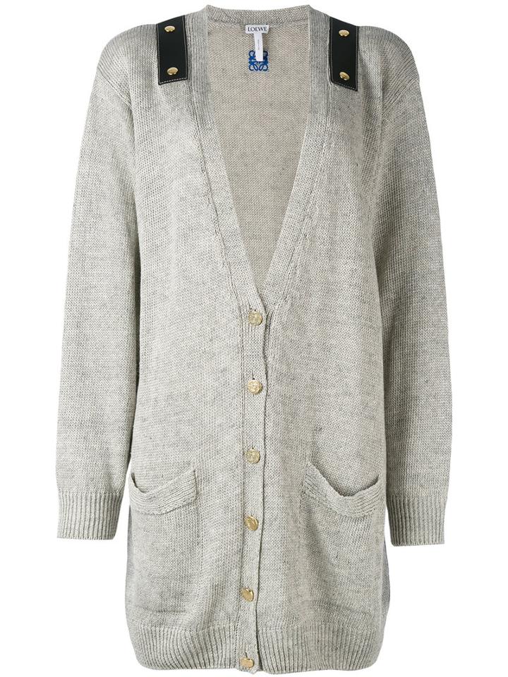 Loewe - Shoulder Strap Cardigan - Women - Linen/flax - M, Women's, Nude/neutrals, Linen/flax