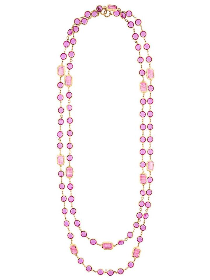 Chanel Vintage Sautoir Chicklet Necklace, Women's, Pink/purple