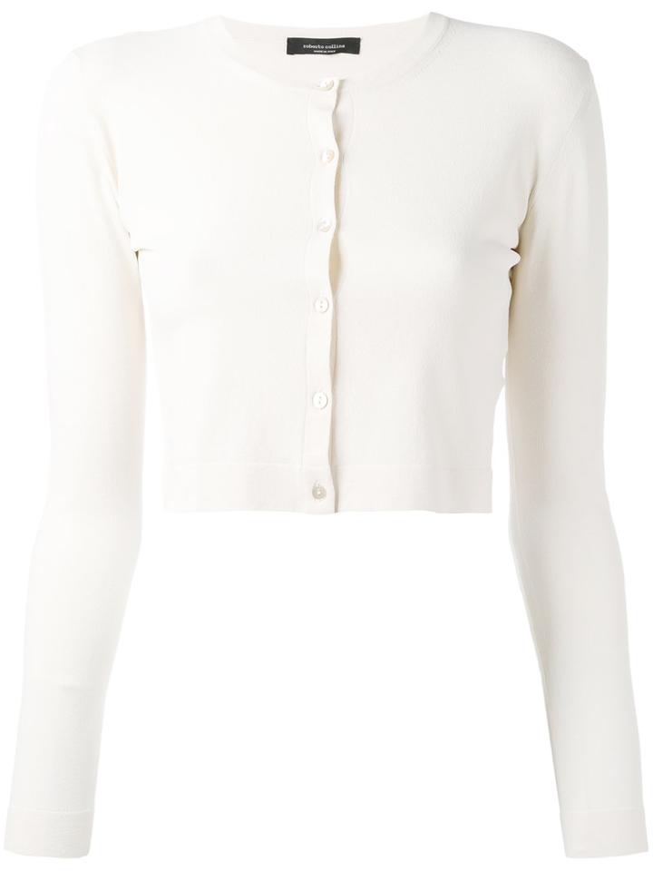 Cropped Cardigan - Women - Polyester/viscose - M, Nude/neutrals, Polyester/viscose, Roberto Collina