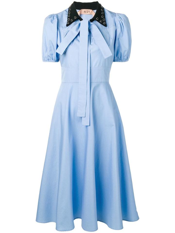 Nº21 Puff Sleeve Midi Dress - Blue