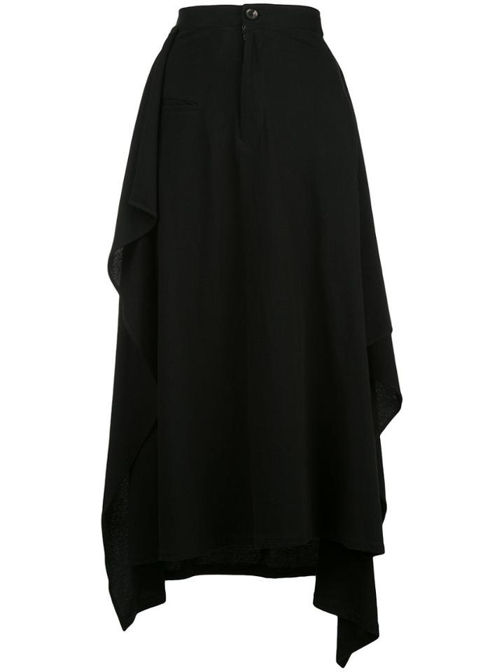 Yohji Yamamoto Piped Pocket Midi Skirt - Black