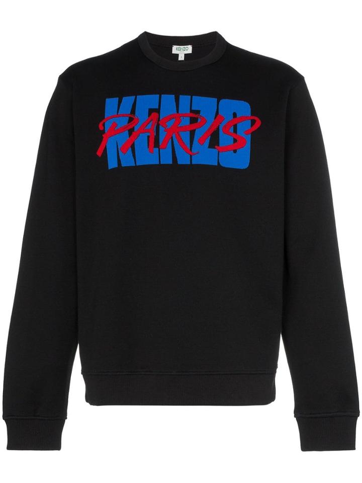 Kenzo Akira Logo Print Cotton Blend Sweatshirt - Black