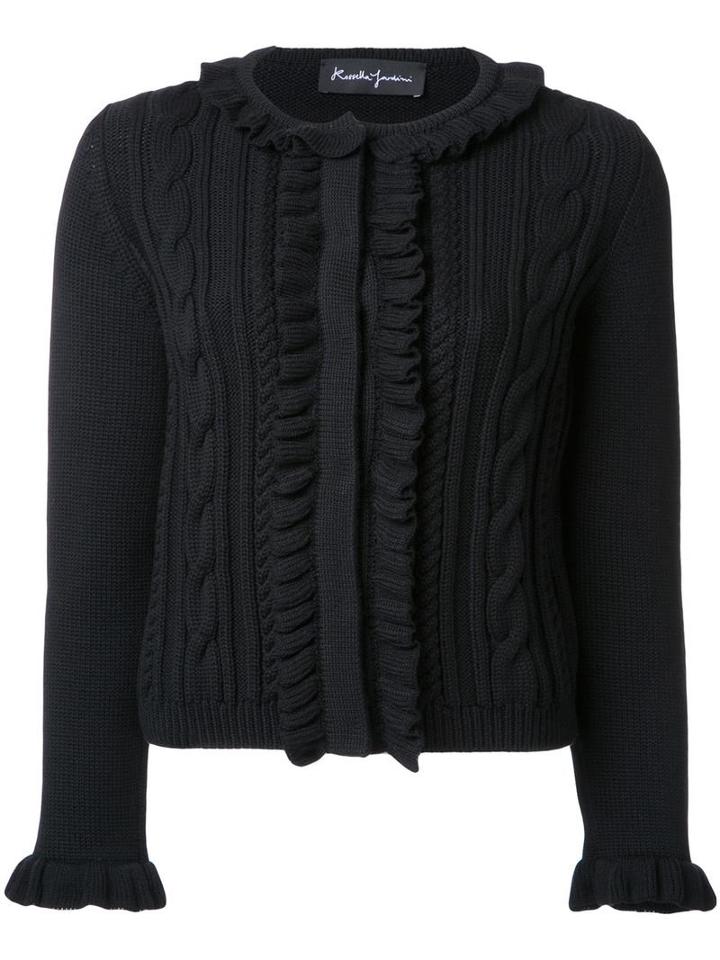 Rossella Jardini Cable Knit Cardigan, Women's, Size: 44, Black, Wool