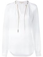 Michael Kors Tie-neck Blouse, Women's, Size: Medium, White, Silk