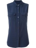 Equipment Sleeveless Shirt, Women's, Size: S, Blue, Silk