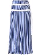 Joseph Striped Pleated Skirt With Double Belt Detail - Blue