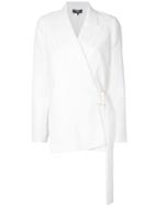Paule Ka Wrap Front Belted Jacket - White