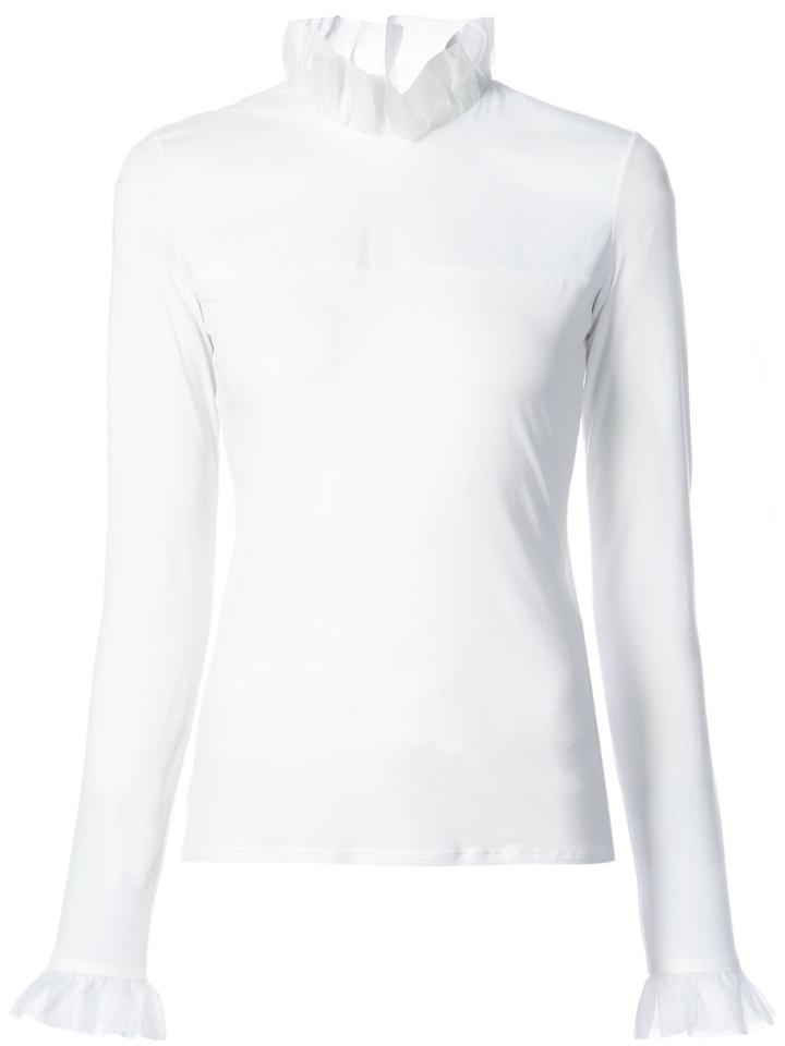 Marc Cain Tulle Neck Blouse - White