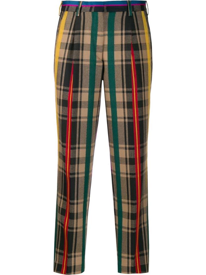 Etro Multicolur Check Pattern Cropped Trousers - Neutrals