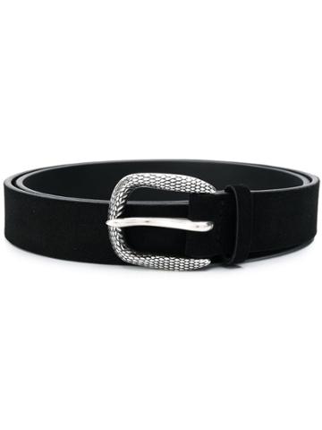 Orciani Velvet Scale Buckle Belt - Black