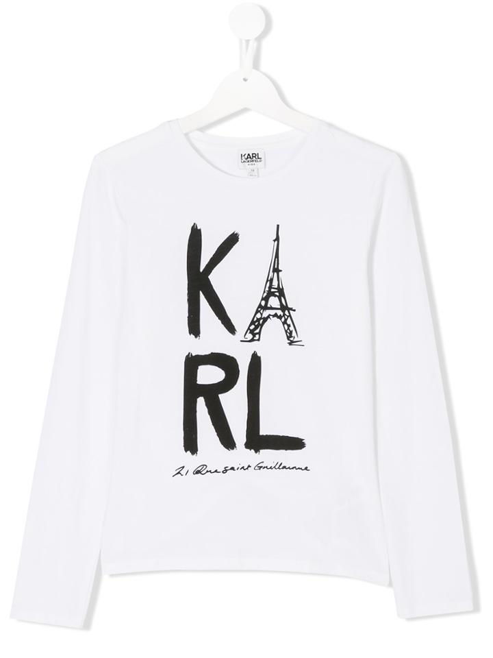 Karl Lagerfeld Kids Logo Print Longsleeved T-shirt - White